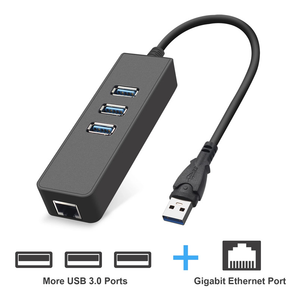 Adapter USB 3.0 na RJ45 i USB HUB 3 porta 2u1