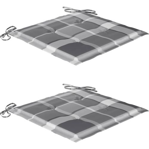 Stolica za ljuljanje sa sivim kariranim jastukom od tikovine slika 14