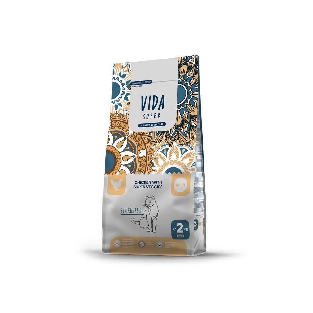 VIDA SUPER Suha hrana za odrasle sterilisane mačke sa piletinom i super veggies, 2 kg slika 1
