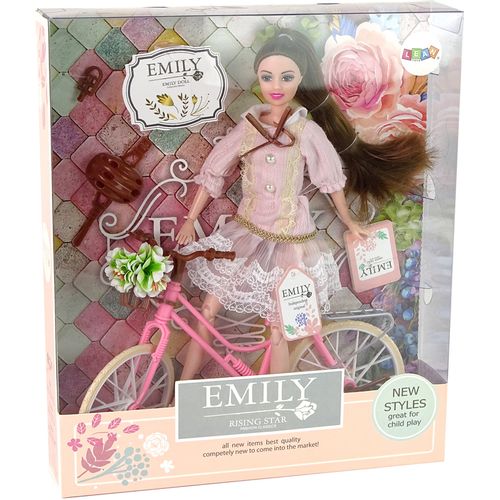 Lutka Emily s roza biciklom i kacigom slika 6