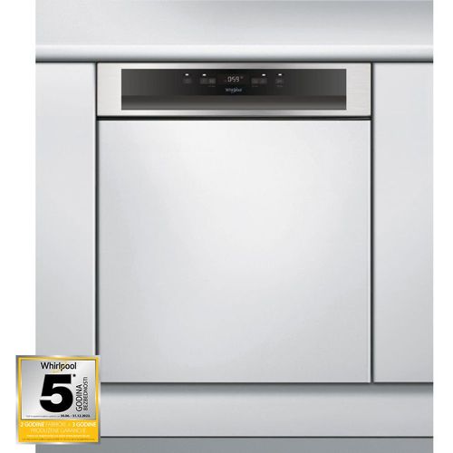 Whirlpool Poluugradna mašina za pranje sudova WBC 3C26 X, 14 kompleta, 8 programa, Širina 59.8 cm, Inox boje slika 1