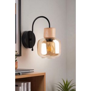 Opviq Zidna lampa 915, med, hrast, crna