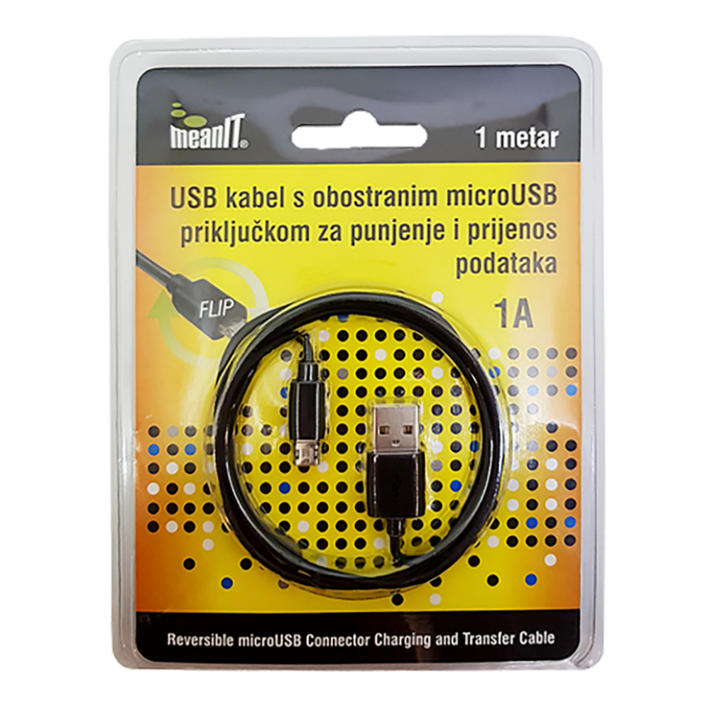 MeanIT USB A na USB micro kabl, FLIP, dužina 1.0 metar - USB / micro USB - 1m slika 1