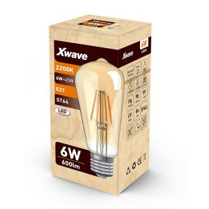 Filament Sijalica/ E27/6W/220V/Toplo Bela/2200K/ST64/GOLDEN