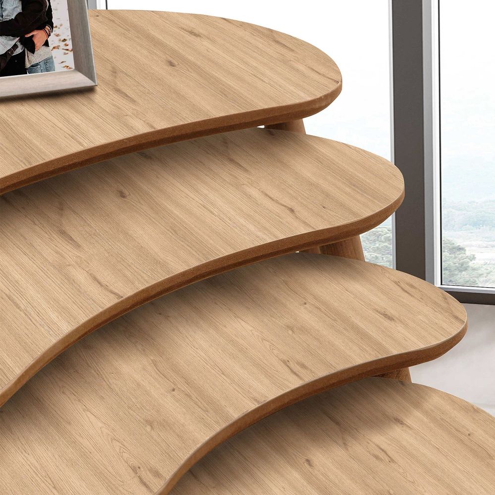 Nesting Table Moon - Set od 4 komada u boji hrasta slika 4