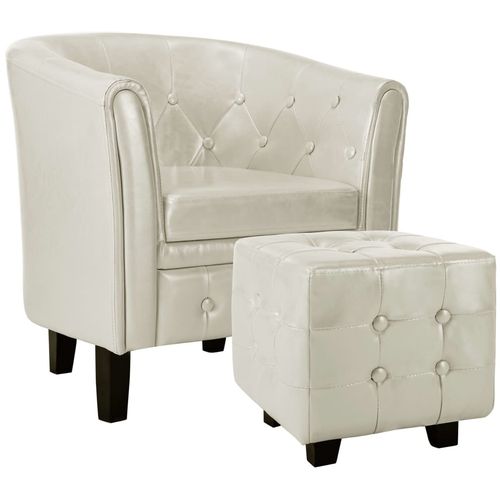Fotelja od umjetne kože s osloncem za noge bijela slika 9