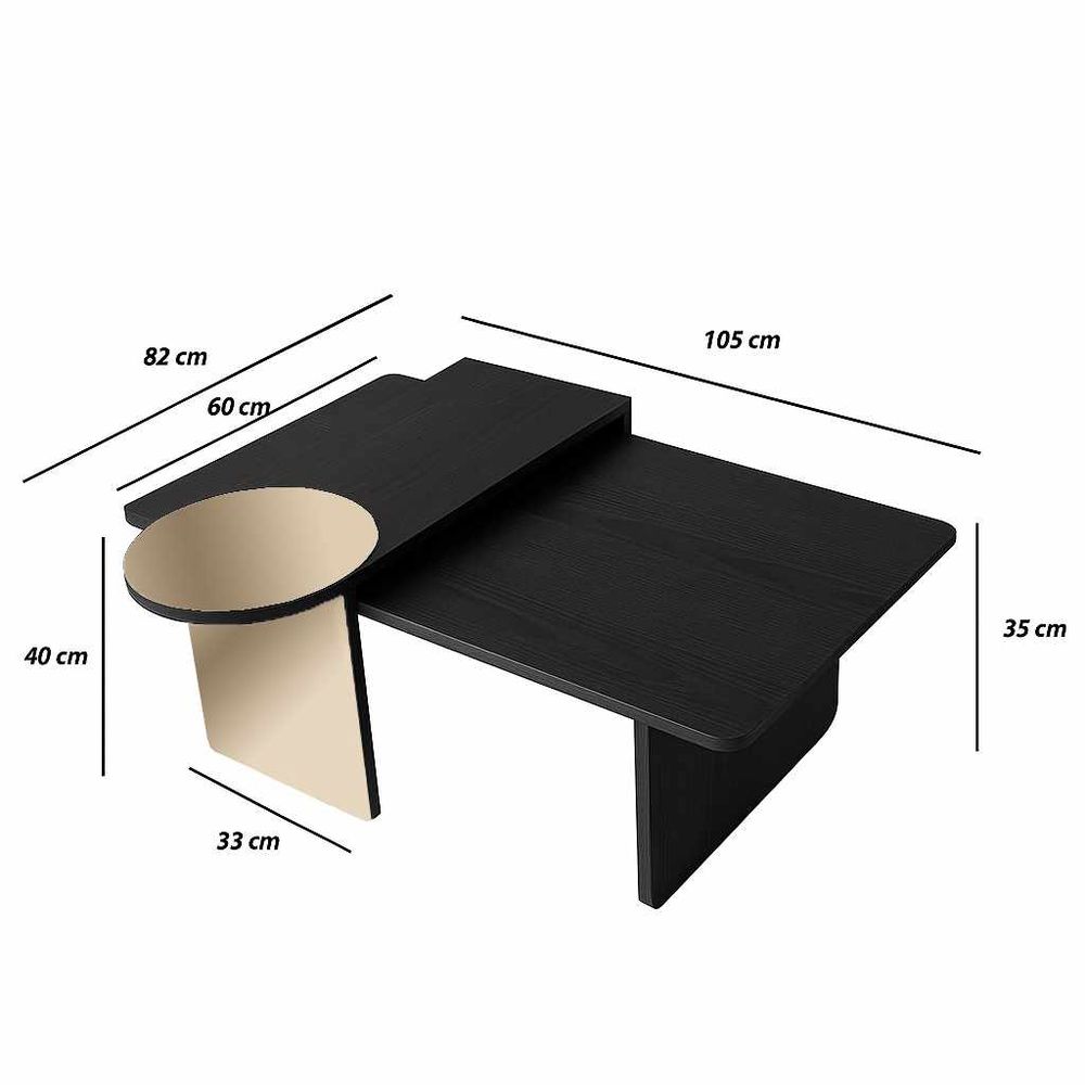 Nesting stolovi Luna, boje: Crna, Bronze (2 komada) slika 8