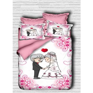 Set posteljine za bračni krevet Pink White Double, 200x220 cm