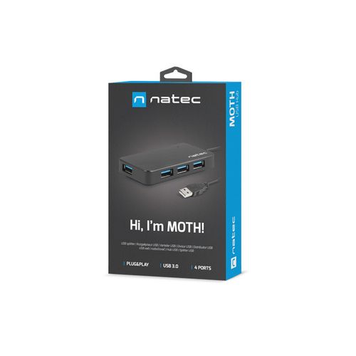 Natec NHU-1342 MOTH, USB 3.0 Hub, 4-Port, Cable 15 cm slika 3