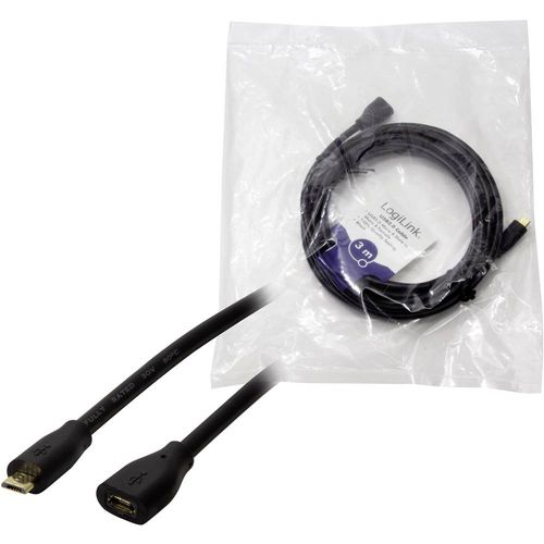 LogiLink USB kabel USB 2.0 USB-Micro-B utikač, USB-Micro-B utičnica 3.00 m crna  CU0124 slika 3