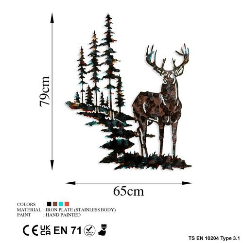 Deer Multicolor Decorative Metal Wall Accessory slika 7
