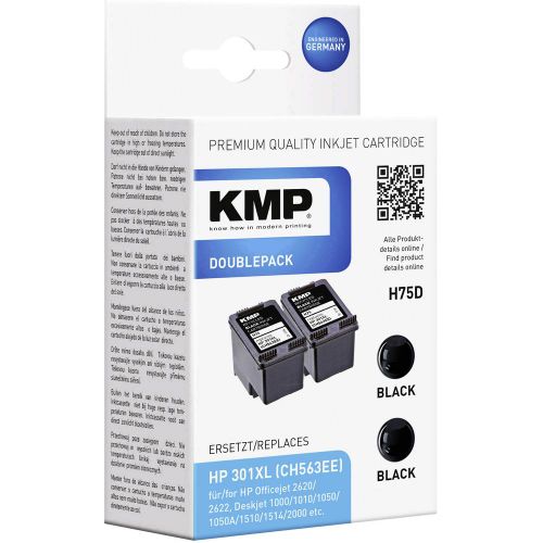 KMP tinta zamijenjen HP 301XL kompatibilan 2-dijelno pakiranje crn H75D 1719,4021 slika 1