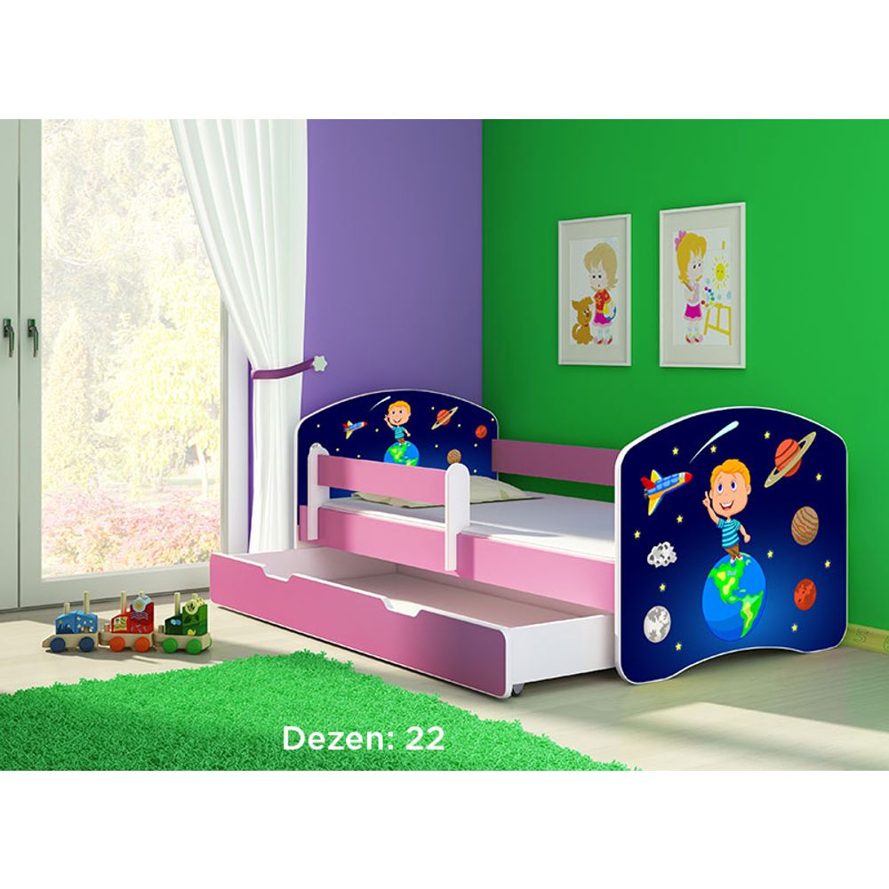 ACMA Dječiji krevet Acma II sa ladicom Pink - 180x80cm - Dezen 22 slika 2