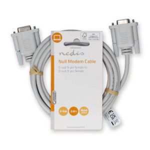 Kabel NEDIS, serijski null modem DB9 ŽŽ, 2m