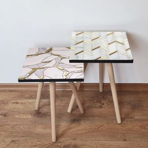 Nesting stolovi 2Shp490 - (2 komada) - boje: ružičasta, zlatna, siva, bijela