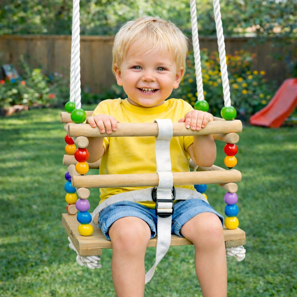 Kinder Home Drvena ljuljačka za djecu do 25kg slika 4