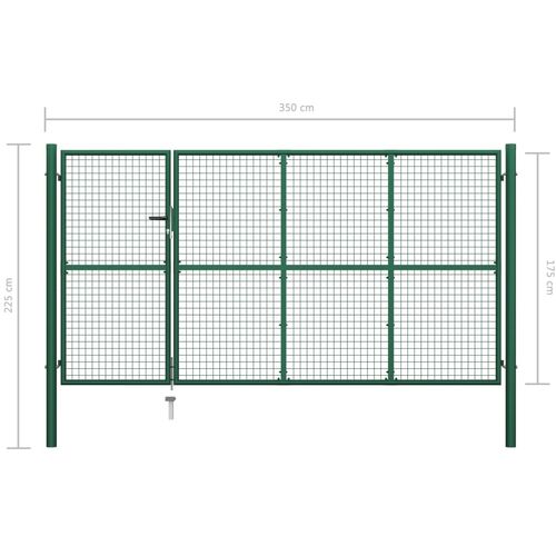 Vrtna vrata čelična 350 x 175 cm zelena slika 12