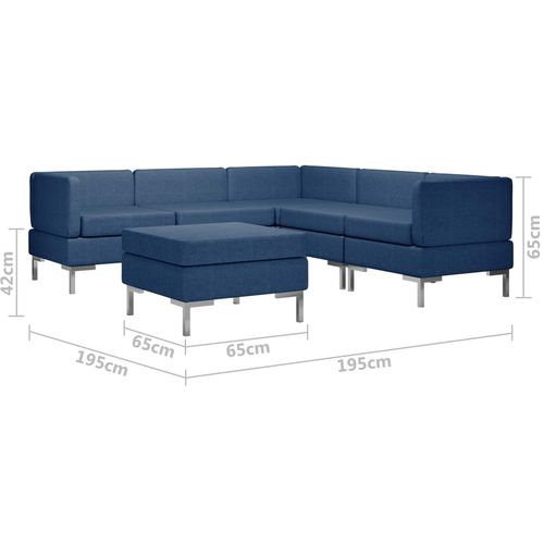 6-dijelni set sofa od tkanine plavi slika 16