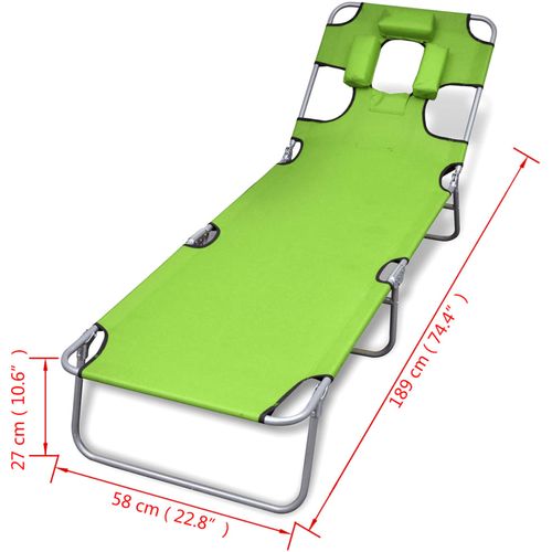 Sklopiva vrtna ležaljka s jastukom za glavu čelik zelena slika 34