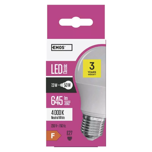 Emos LED sijalica Classic  A60 8W E 27 NW ZQ5131 slika 1