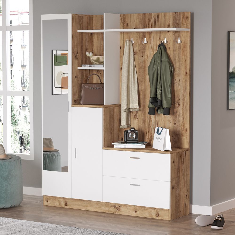 Hall Stand Dd5-Aw - Atlantic Pine i Bijela slika 2