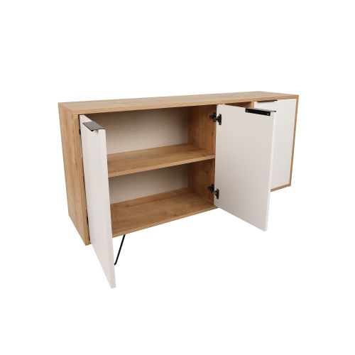 Woody Fashion Komoda, hrastBijela boja, Clara Console - Oak, White slika 9