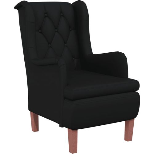 Fotelja s nogama od masivnog drva kaučukovca baršunasta crna slika 18