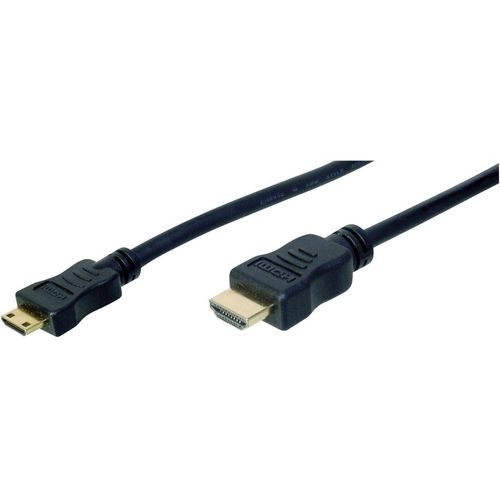 Digitus HDMI priključni kabel HDMI A utikač, HDMI Mini C utikač 2.00 m crna AK-330106-020-S pozlaćeni kontakti HDMI kabel slika 1