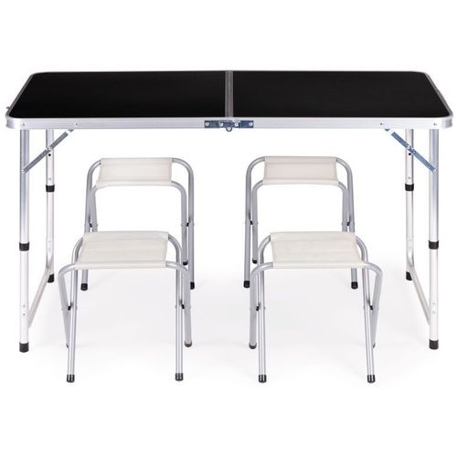 ModernHome Sklopivi sto za kampovanje + 4 stolice crni HTA120R+4S BLACK slika 1