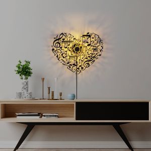 Musical Heart Black Wall Lamp