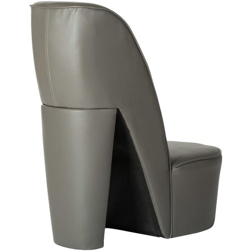 Stolica u obliku visoke pete od umjetne kože siva slika 3