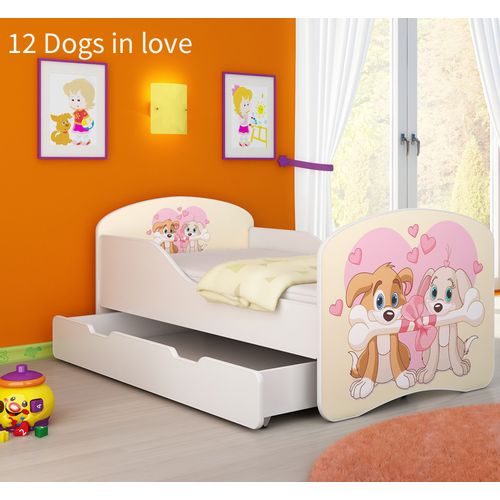 Dječji krevet ACMA s motivom + ladica 140x70 cm 12-dogs-in-love slika 1