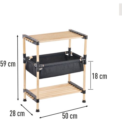 Seowood višenamenska drvena polica sa korpom 50x28x59 cm slika 3