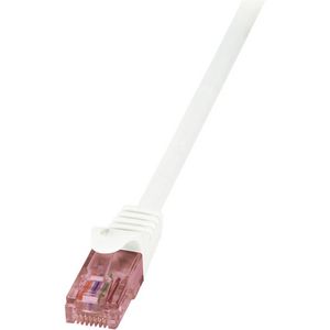 LogiLink CQ2061U RJ45 mrežni kabel, Patch kabel cat 6 U/UTP 3.00 m bijela vatrostalan, sa zaštitom za nosić 1 St.