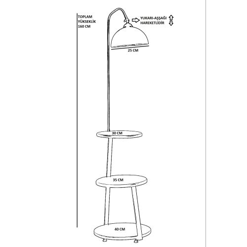 Podna lampa Sorti 8743-2 u crnoj boji sa orahovim policama slika 5