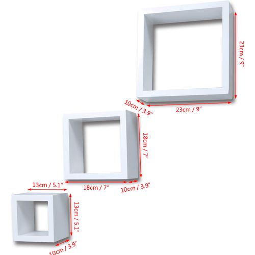 Set od 3 zidne bijele police u obliku pravokutnika slika 36