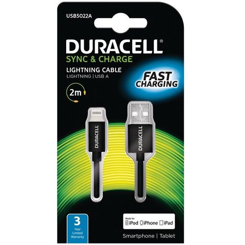 Duracell Kabel – Lightning to USB 2m - Black slika 1