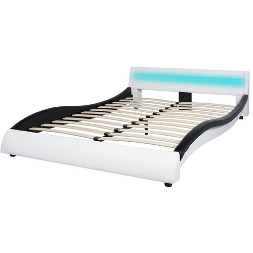 Krevet od umjetne kože sa madracem LED crno bijeli 140 x 200 cm slika 39