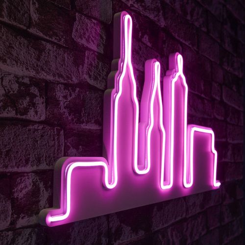 Wallity Ukrasna plastična LED rasvjeta, City Skyline - Pink slika 7