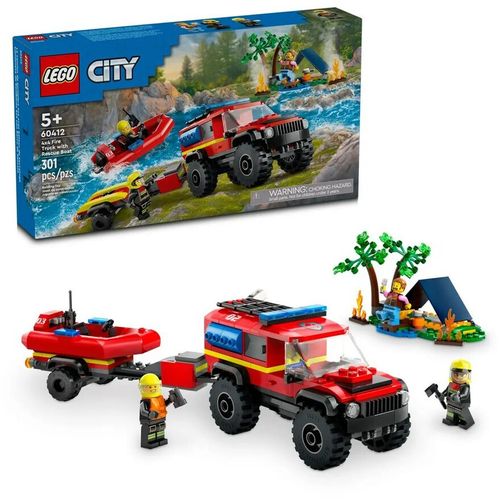 Playset Lego 60412 4x4 Fire Engine with Rescue Boat slika 1