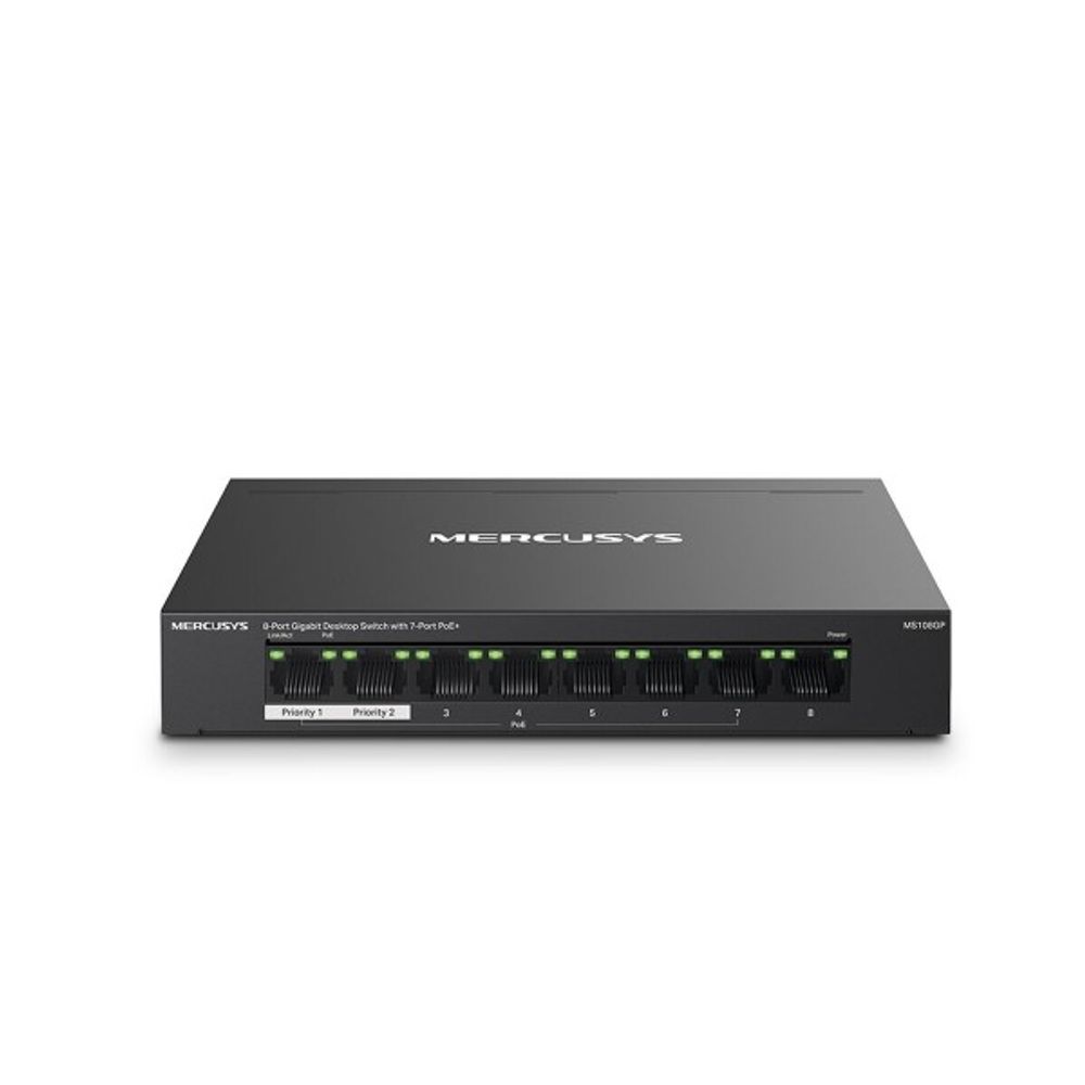 8-Port Gigabit Desktop Switch with 7-Port PoE+ PORT: 7× Gigabit PoE+ Ports, 1× Gigabit Non-PoE PortsSPEC: Compatible with 802.3af/at PDs, 65 W PoE Power, Desktop Steel Case, Wall MountingFEATURE: Extend Mode for 250m PoE Transmitting, Priority Po slika 1