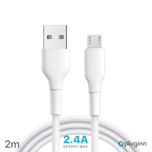 Data Kabl Pluginn PI-AmB 2.4A USB na micro USB beli 2m slika 1