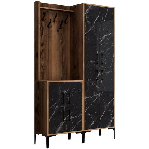 Woody Fashion Ormar za predsoblje, Berlin BA - Walnut, Black Marble slika 5