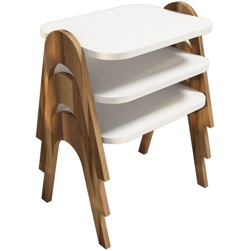 Woody Fashion Stol (3 komada), Paris - Walnut, White slika 3