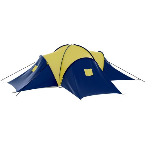 Šator za kampiranje od tkanine za 9 osoba plavo-žuti slika 22