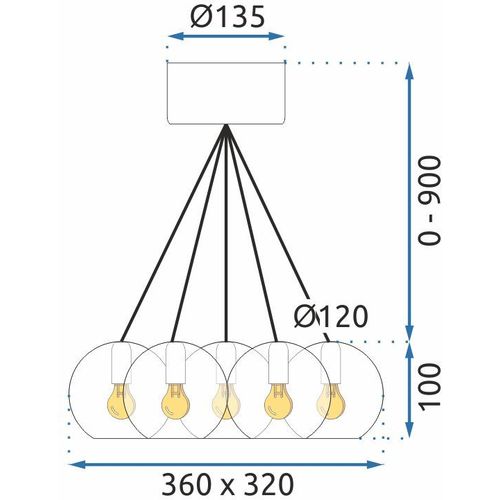 TOOLIGHT Stropna svjetiljka Staklene kuglice APP560-7CP slika 9