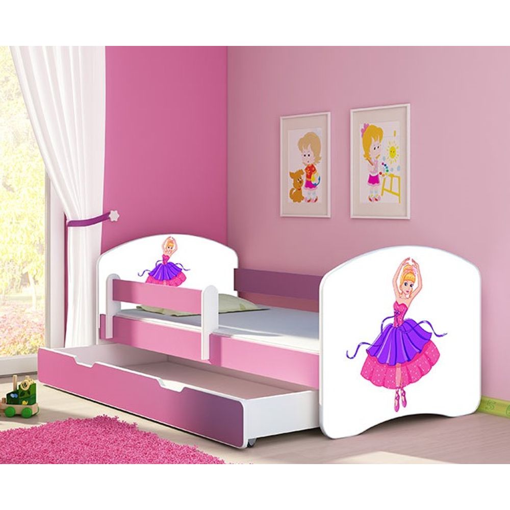 ACMA Dječiji krevet Acma II sa ladicom Pink - 140x70cm - Dezen 41 slika 1