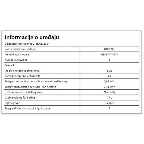 Gorenje BSA6747A04X ugradna rerna slika 13