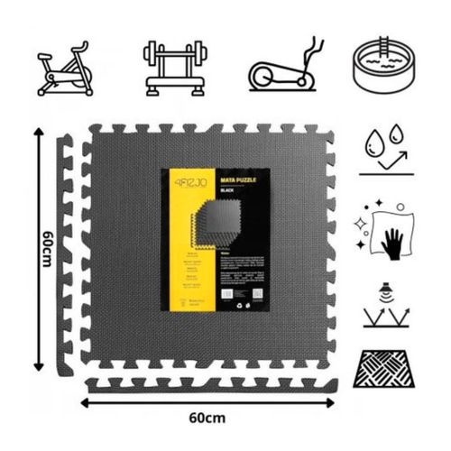 Puzzle pjenasta podloga za vježbanje - 6 elemenata, crna slika 2