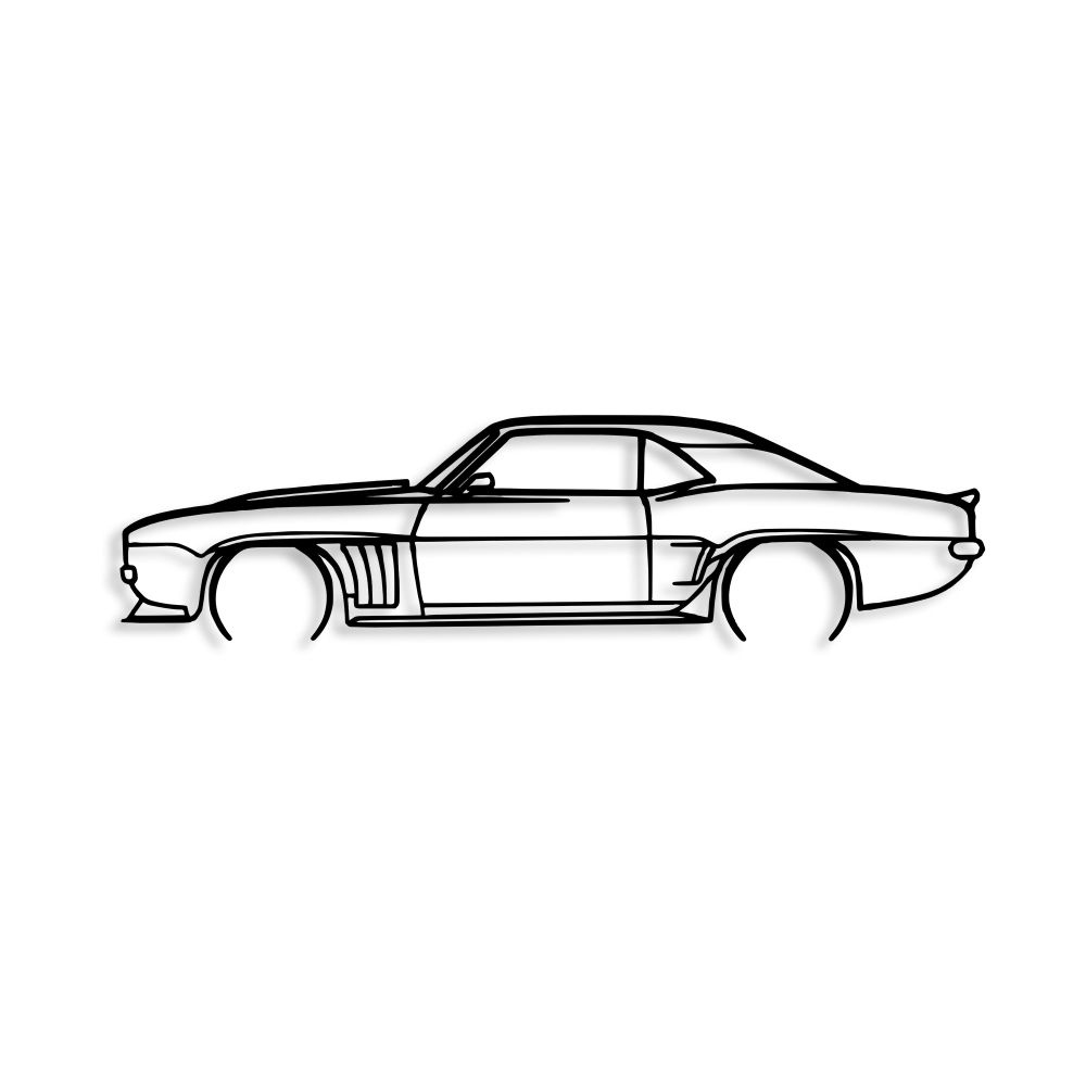 Dekorativni Metalni Zidni Ukras - Silueta Chevrolet Camaro, Crna slika 4
